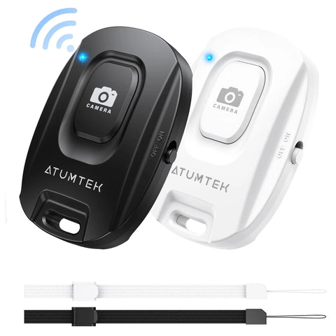 Wireless Camera Remote Shutter For iPhone And Android Two Pack With Wrist Strap, Bluetooth 5.2 Selfie Button, Black and White