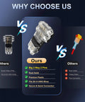 Comparison chart highlighting features of Three Way T Tap Wire Splitter Connectors For 16-20 AWG Low Voltage Wiring, 2 Pin Solderless Quick Splice, No Stripping, Insulation Diameter Up To 3mm, 10 Pack versus other wire connectors.