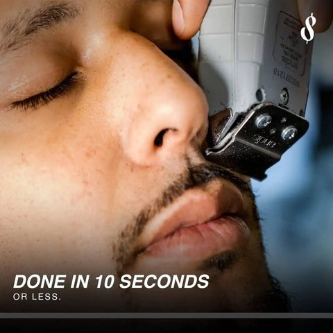 On The Money 10 Second Zero Gap Blade Setter For Razors And Clippers Precision Blade Alignment Tool For Clean Fade Sharp Line Close Shave Pro Grade Barber Tools For Home And Professional Use being used on a man's face