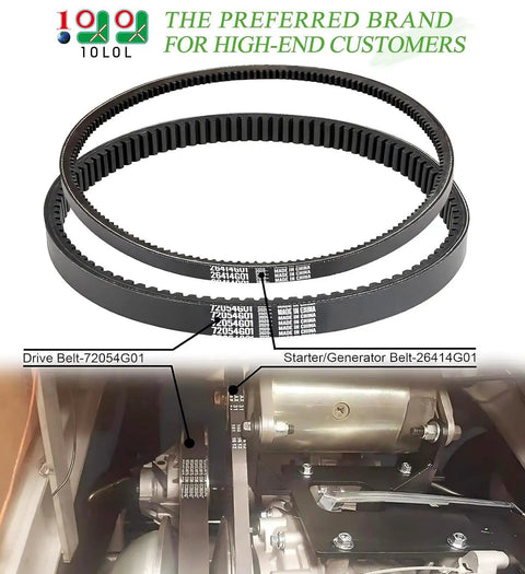 Drive And Starter Belt Kit For EZGO Gas Golf Carts 1994 And Newer with 295cc or 350cc Robin Engines, solid OEM replacement