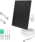 Power Your Outdoor Security Camera With This Type C And Micro USB Solar Panel Charger with ETFE construction, cable, and mount