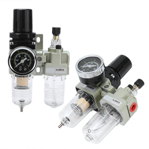 Heavy Duty Aluminum Alloy Filter Pressure Regulator Kit With Gauge For Pneumatic Systems And Air Filtration, front view