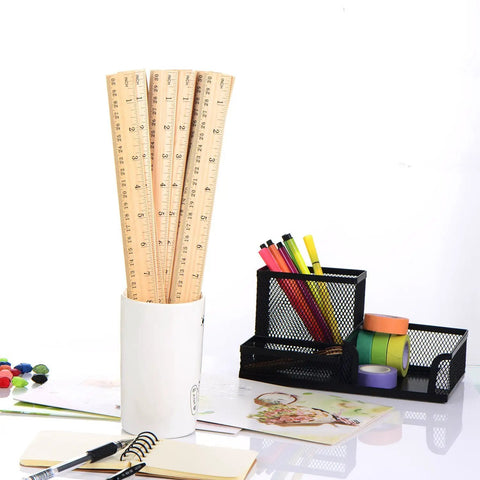Wooden Ruler Set 12 Pack Dual Scale 12 Inch And 30 Cm For Students And School Use Durable Hardwood with Smooth Finish in holder