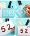 Easy DIY Curb Address Stencil Kit with 0-9 Reusable Plastic Number Stencils, Includes 2 Rolls Masking Tape, showing painting process