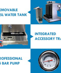 Kickstart Your Daily Grind With This Automatic Espresso Machine Featuring A Built In Bean Grinder Milk Frother And Hassle Free Auto Cleanup For Top Shelf Barista Style Lattes Right At Home Today. 2.5L removable water tank, integrated accessory tray, 15 bar pump.