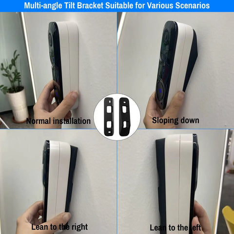 2K HDR Wireless Doorbell Camera shown in various angled installations on wall