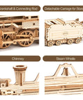 Detailed view of 3D Wooden Puzzle Kit For Adults Mechanical Train Model One Eighty Scale Prime Steam Express No Glue Needed