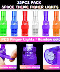 Science Theme LED Finger Lights 32 Pack With 8 Colors And 8 Designs Ideal For Kids Party Favors Birthday Goodie Bags