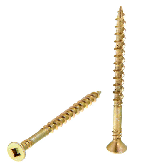 DuraSpin 3 Inch No 8 Square Head Wood To Wood Collated Pro Grade Screws Yellow Zinc Finish 800 Count Box visible in detail