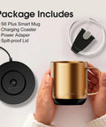 Smart Self Heating Coffee Mug With 12 Oz Capacity And Ai Auto Warm Tech Features Music Reactive Ambient Lights with charging coaster.