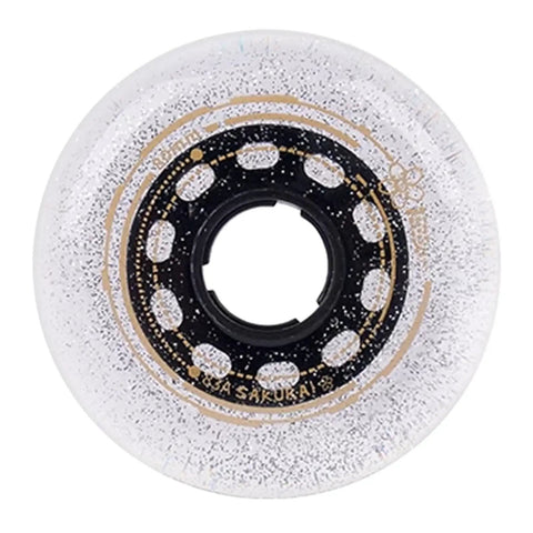 Transparent inline skate wheel with glitter, Replacement Inline Skate Wheels 4 Pack 83A Hardness For Indoor Outdoor Use
