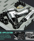 Built Different Heavy Duty 17 Piece Air Tool Kit With 1/2 Inch Pneumatic Impact Wrench Ratchet Set And Torque Wrench Shop Grade Gear in durable carry case.
