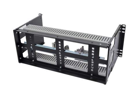 4U Rackmount DIN Rail Panel For 19 Inch Racks Heavy Duty 14 Gauge Steel Fits 2 Post 4 Post Cabinets Includes 17 Inch Wide DIN Rail