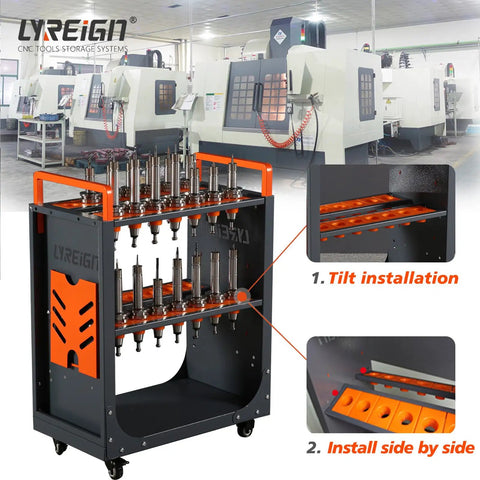 Hella Heavy Duty BT40 CAT40 CNC Tool Holder Transfer Cart With Quick Rollin Wheels And Abs Padding Kickass Mobile Storage Tote For Warehouse Or Machining Center Shop Beasts