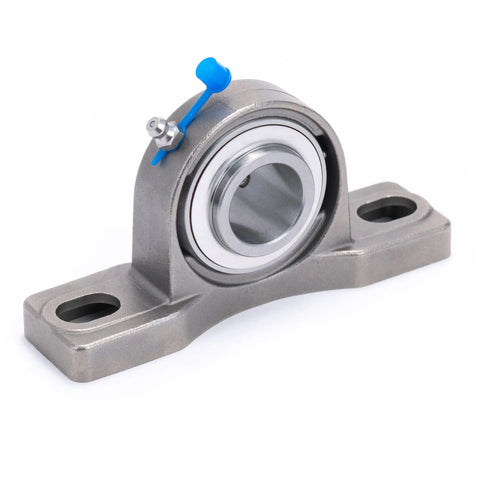 Two Pack All Stainless Steel Pillow Block Bearings With 1 Inch Bore Self Aligning Square Flange Mounted Solid Base Sealed For Heavy Duty Machinery Corrosion Resistant And Smooth Operation SUCP20516