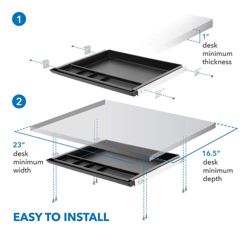 Installation guide for Under Desk Pencil Drawer With Ball Bearing Slide-Out Organizer for Office Supplies Paper And Pencils.