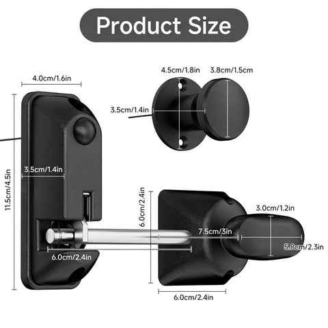 Heavy Duty One Hand Spring Pop Gate Latch With Self Locking Design For Wood And Vinyl Fences Rustproof Weatherproof size dimensions diagram