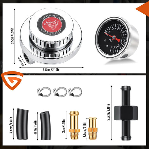 Universal Fuel Pressure Regulator Kit With 0-15 PSI Gauge And Adjustable 1-5 PSI Dial For Carburetor And Fuel Pump components