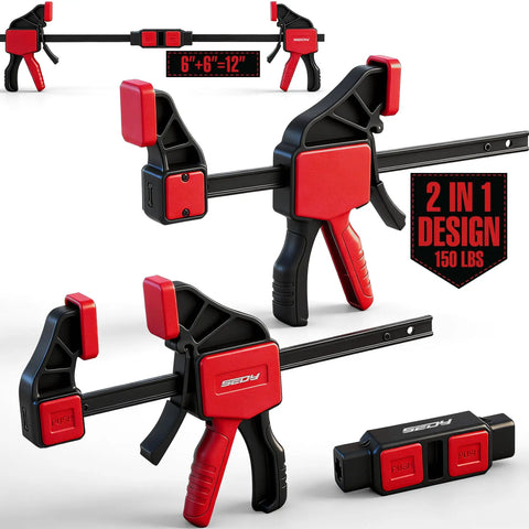Six Inch Bar Clamp Set For Woodworking With Clamp Connector, Quick Release Bar Clamps With 150 Lbs Load, Trigger Clamp Kit