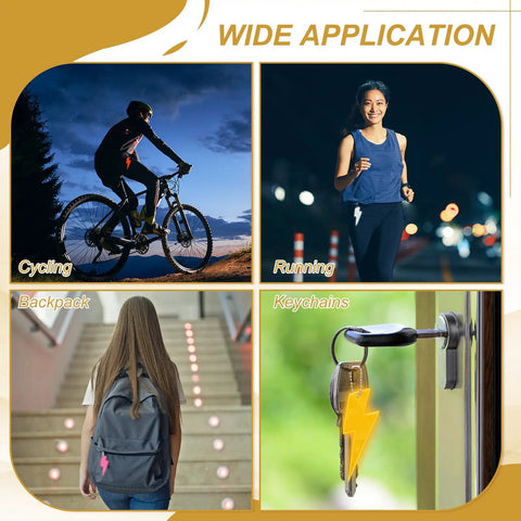 Thunder Shaped Safety Reflector Pendant Keychain Set With Chain, 40 Pieces, High Visibility Yellow Tags for Cycling, Running, Backpacks
