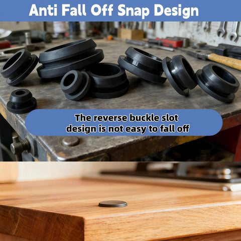 125 Pieces Black Rubber Round Hole Plugs Set In Eight Sizes Silicone Plugs For Round Holes On Workbench And Installed In Furniture
