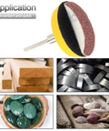 Fifty Piece Two Inch Rotary Sanding Discs Kit With One Eighth Inch Shank Backing Pad for wood, metal, stone, and shell polishing