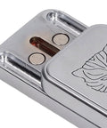 Close-up of the Nifty Tiger Pattern Magnetic Slider Fidget Toy with metal finish and internal bearings for stress relief.