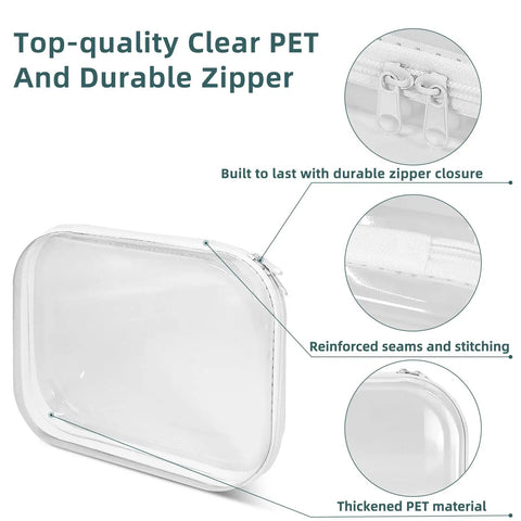 Clear Hard Shell Zipper Cases Set Of Three 2 Small And 1 Medium Durable PET Plastic Pencil Case And Diaper Bag Organizer