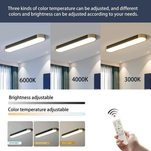 Modern Acrylic Linear LED Ceiling Light With Remote Control 36W 2160 Lumens Eye Protection Design temperature settings
