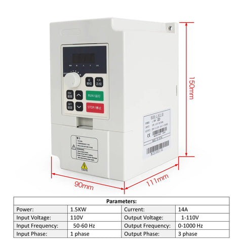 2.2KW 110V VFD Inverter For CNC Router And Milling Machines Workhorse Single To 3 Phase Spindle Drive Controller For Engraving