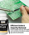 Water Based No Clean Solder Flux For Electronics 200 Ml 8 Oz Brush On Liquid Flux Lead Free For SMD BGA IC PCB Repair shown on PCB