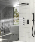 Matte Black Square Shower Body Jets Set 4 Pieces With 16 Nozzles, High-Volume Hydrotherapy Massage, Wall Mount, 2 Inch Square Sprays