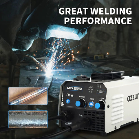 Gasless MIG Welder Flux Core 110V 130Amp Portable Wire Feed Inverter with Synergic Control IGBT in welding action
