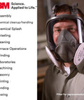 Pro Grade Full Facepiece Reusable Respirator 6700 with Large Lens NIOSH Approved Silicone Face Seal worn by a person