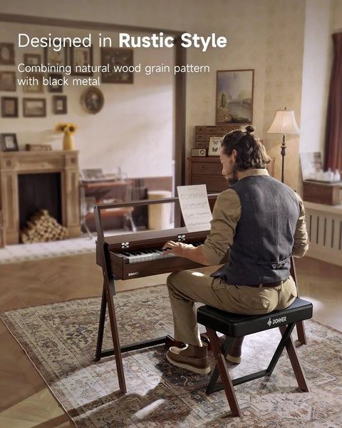 Man playing 88 Key Weighted Keyboard Piano With Graded Hammer Action For Home Studio Bluetooth Connectivity 256 Polyphony