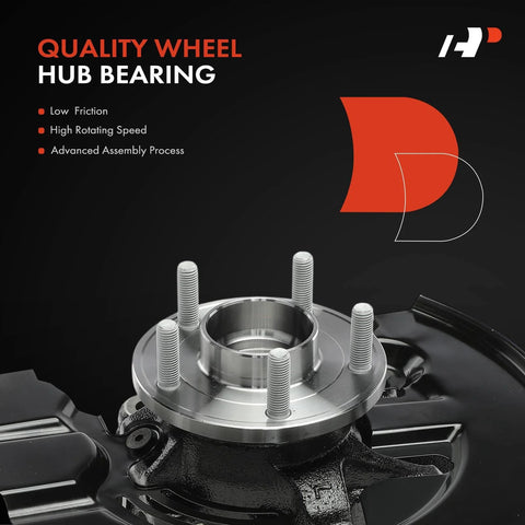 Front Left Steering Knuckle And Wheel Bearing Hub Assembly For Ford Transit Connect 2014 2015 2016 2017 2018 With 104.8 Inch Wheelbase Driver Side Loaded With Hub Bearing And Dust Shield Fits 104.8 Inch Wheelbase Only Ready To Roll, showing hub and bearing details.