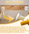 Rock Solid One Inch C Shaped Drawer Slide Socket Set Built Like A Tank for easy RV camper cabinet upgrades, featuring white and yellow sockets.