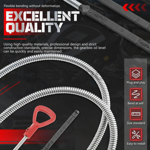 Transmission Dipstick Kit For Mercedes 722.6 Transmissions, Exact OEM Fit 140589152100 1405891521 shown with flexible design