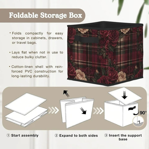 Premium Lightweight Foldable Oxford Fabric Storage Cube Bin With Dope All Over Print Artwork And Rigid Base For Legit Sturdy Home Closet Shelf Organization, featuring floral design.
