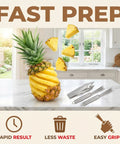 Heavy Duty Stainless Steel Pineapple Eye Remover Tool Set With Eye Clip And V Shape Cutter Knife displayed on kitchen counter