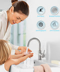 Woman and child using Brushed Nickel Bar Sink Faucet With Lead Free 304 Stainless Steel, Single Hole Mount, in bathroom