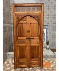Rustic Dope Hand Carved Barn Door In Brown Finish For Interior Use Solid Wood Double Or Single Door Custom Size Made To Order