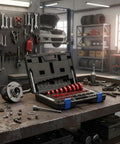 Heavy Duty 43 Piece Bearing Install Seal Driver Puller Kit 6061 Aluminum Alloy Wear Resistant For Auto Service DIY Garage Projects kit open on workbench