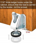 Heavy Duty Leveling Feet For Furniture And Cabinets, 4 Pack, Galvanized Steel, 7/16 Inch Wide, 0.4 Inch Shaft, Adjustable 0 To 2.5 Inches, Free Swivel Base, Each Leg 200 Lbs, Total 800 Lbs, Ideal For Uneven Floors, Easy Home Upgrade installed under cabinet