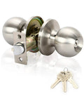 Soft Satin Stainless Steel Door Knob With Lock And Key For Bedroom And Bathroom Entry Doors No Fuss Install In Minutes Durable And Safe With ANSI Security Standard Simple Turn And Key Operation Great Home Upgrade