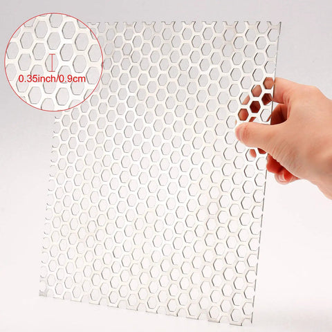 Person holding Customizable Aluminum Dryer Vent Screen With Bird Guards Mesh 3 Inch To 8 Inch, hexagonal pattern visible.