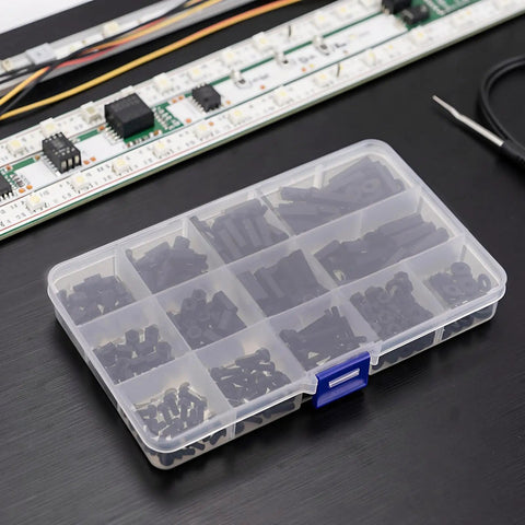Badass Black Nylon Hex Standoff Hardware Kit With Tight Screws Nuts And Washers Plus Slick Storage Case showing organized black fasteners.