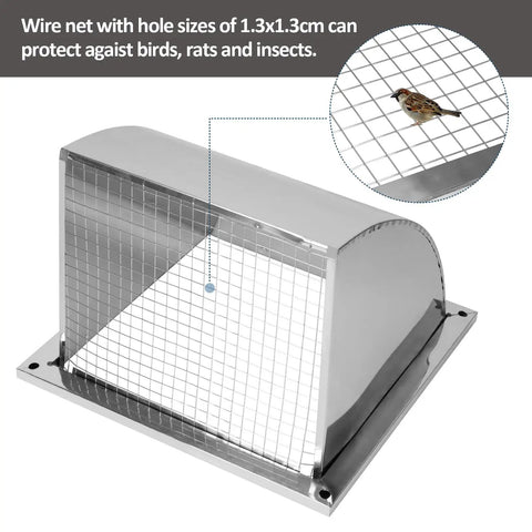 8 Inch Dryer Vent Cover With Screen Mesh Stainless Steel Wall Vent Cap 12x12 Outdoor Exhaust Vent For Kitchen And Bathroom