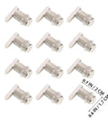 Silver Finish Cabinet Shelf Support Pegs 20 Pack For Cabinets, Bookcases, Closets, And Cupboards, metal pins with dimensions.