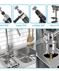 Heavy Duty 3 Inch TCT Hole Saw Kit With Tungsten Carbide Blades for Steel Copper Iron And Plastic in kitchen setting.